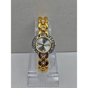 Vintage Elizabeth Taylor Gold Tone Crystal Bracelet Watch Quartz New Battery